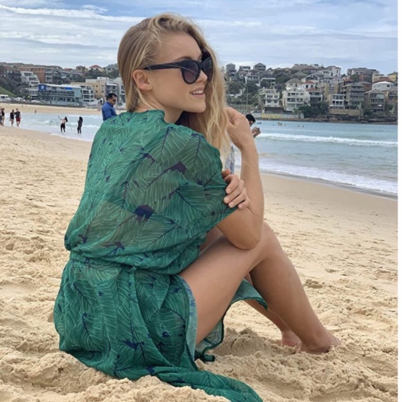 Restocked💥Emerald Green Printed Kimono Duster Coverup NEW - Picture 6 of 12